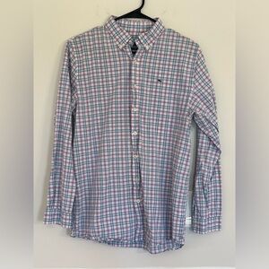 Vineyard Vines Whale Button Up Plaid Shirt 100% cotton boys size xl